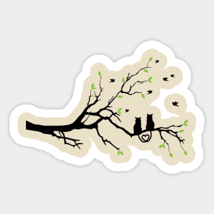 Tree Branch Cats Silhouette Sticker